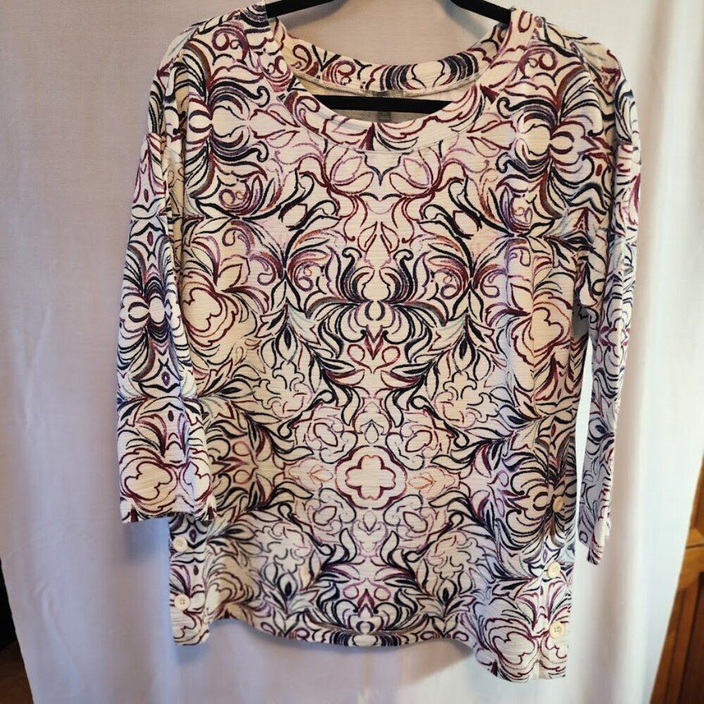 T By Talbots Top Fall Colors Button Sides 3/4 Sle… - image 1